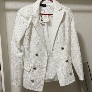 Blank NYC Textured White Blazer